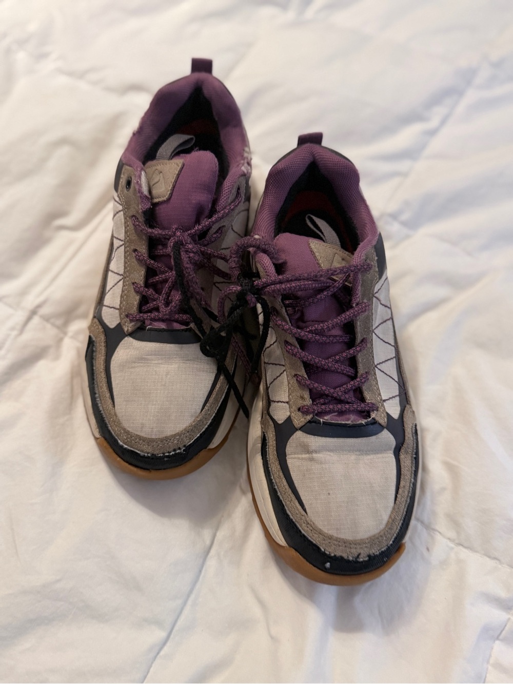 Ozark Trail Women's Size 7 Hiking Trail Shoes | Beige & Purple Lace-Up Sneakers